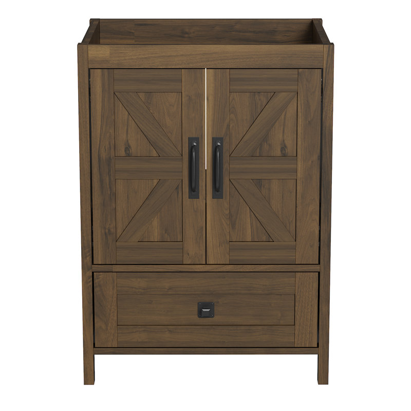 24 Inch Wood Bathroom Vanity Cabinet, Brown 2402, Brown, 33.5" H x 24" W x 18.1" D