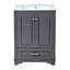 Ensemble de meuble-lavabo 24 po avec lavabo en céramique, armoire de rangement autoportante moderne avec poignées argentées, portes à fermeture douce-312031999
