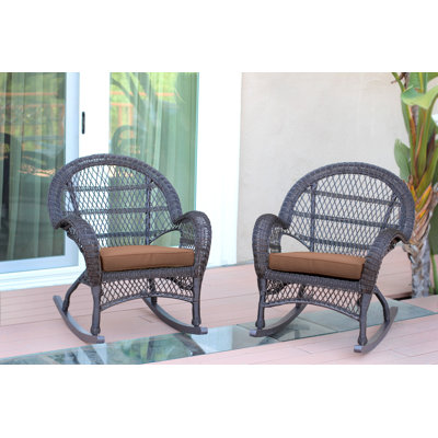 Chaise berçante en osier avec coussins Berchmans