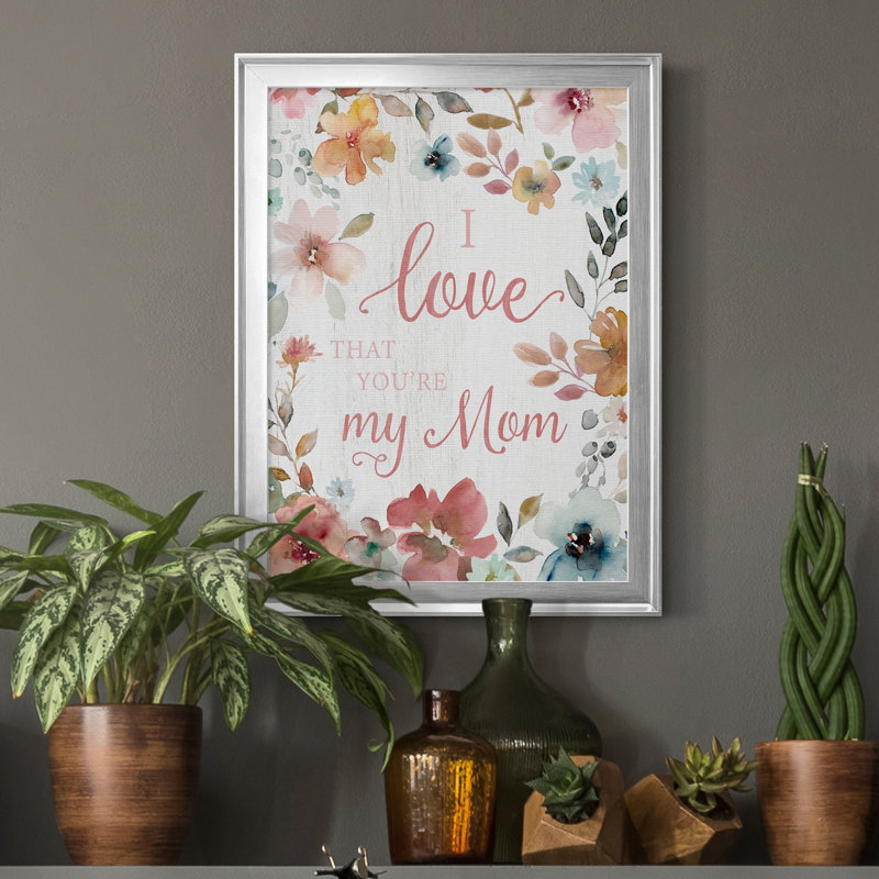 «Love Mom», art textuel sur toile, Argent, H 18,5 po x l 24,5 po x P 1,5 po