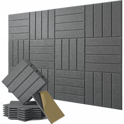 Acoustic Panels 12-Pack Soundproof Wall Panels 12"X12"X0.4" Decorative Bulletin Board & Message Board for Wall Decor, Pin Board & Cork Board Alternative for Bedroom, Office, Studio
