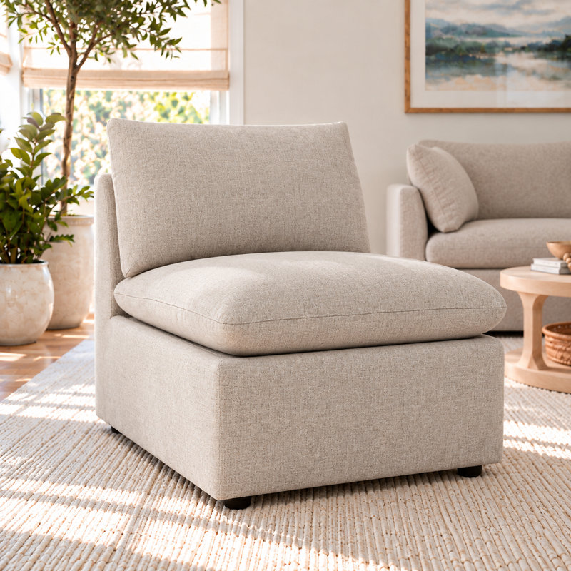 Fauteuil modulaire rembourré Kallie, Fumée Davis