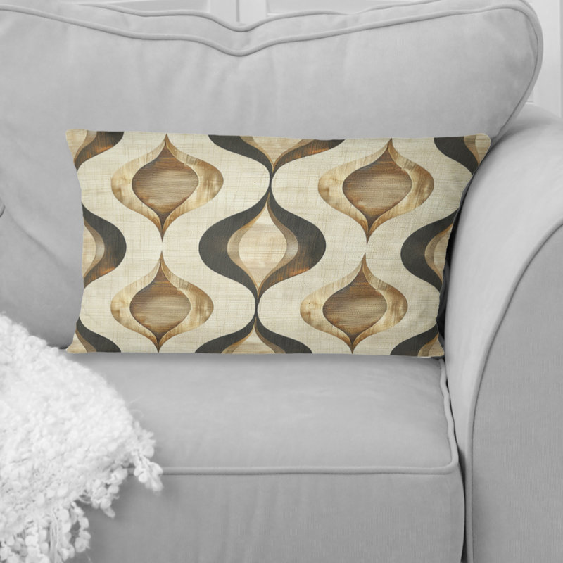 Coussin lombaire brun et beige Ogee Patterns II