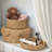 Abercromby Nivora Water Hyacinth Storage Basket Set of 2 - 13.7 and 11 Inches Scallop Edge Woven Organizer for Nursery Diapers, Bathroom Linens, or Laundry Sorting
