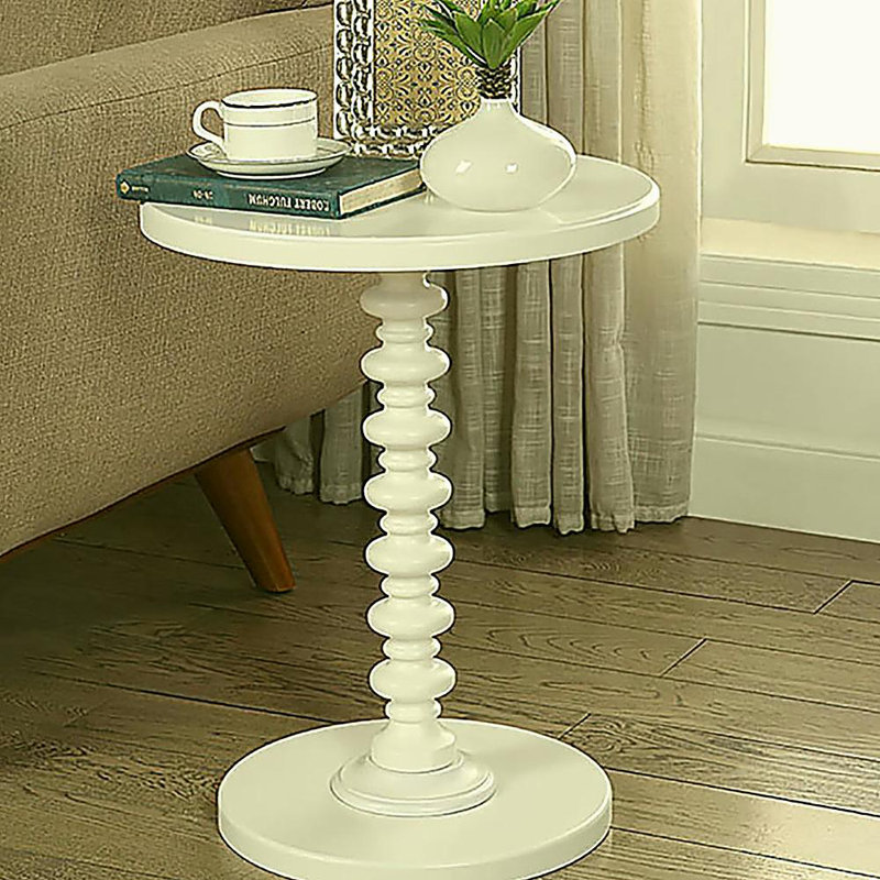Table d'appoint circulaire blanche en bois, Blanc