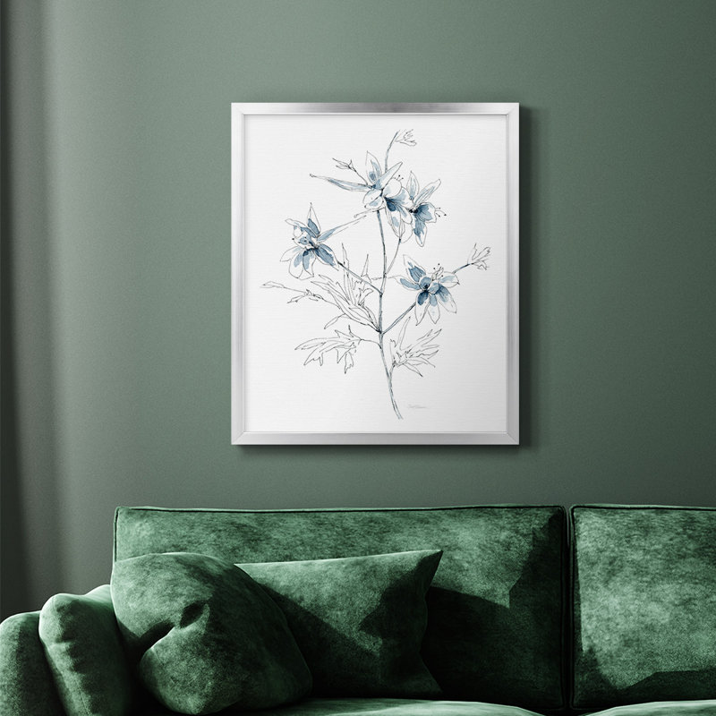Toile encadrée de qualité supérieure indigo croquis II - prête à être accrochée, H 20 po x l 16 po, Argent