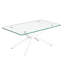 Table basse rectangulaire en verre transparent de 39,37 po avec pieds élégants en métal blanc pour le salon | Idée cadeau-386711416-386711418