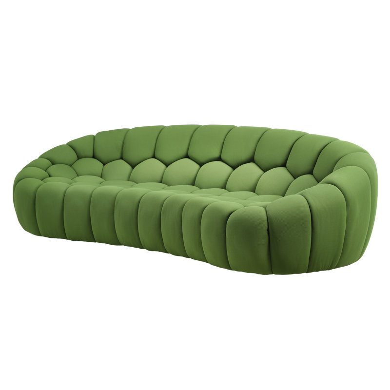 Modern 104" Upholstered 3-seater Sofa, Green Microfiber / Microsuede