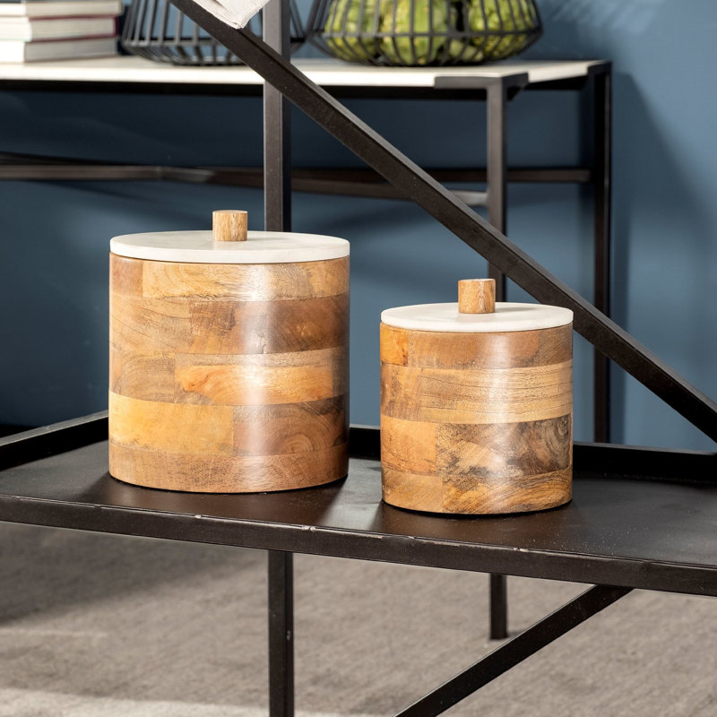 Sandook Solid Wood Hat Box, 6.69" H x 5.9" W x 5.9" D