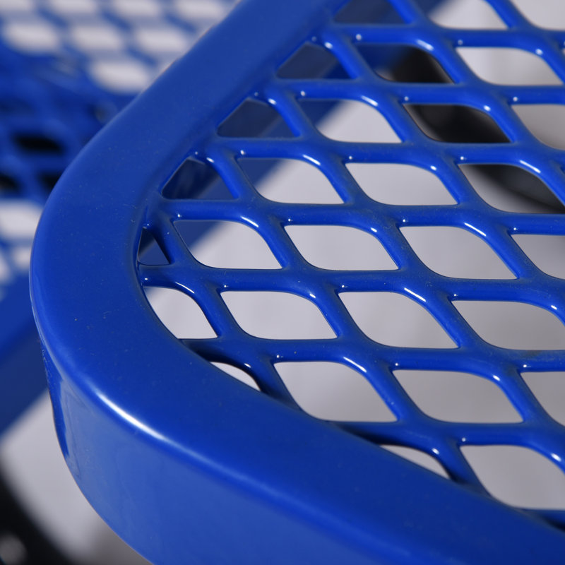 Table de pique-nique 46 po carrée en acier bleu pour l'extérieur