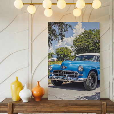Wall Art Blue Chevrolet Bel Air Vintage American Classic Car Canvas Ready To Hang Gallery Wrapped Home Decor Modern Design Premium Quality