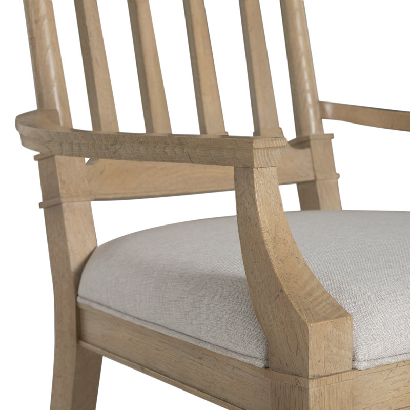 Mathis Wood Sculpted Back Dining Arm Chair, Rustic French Oak