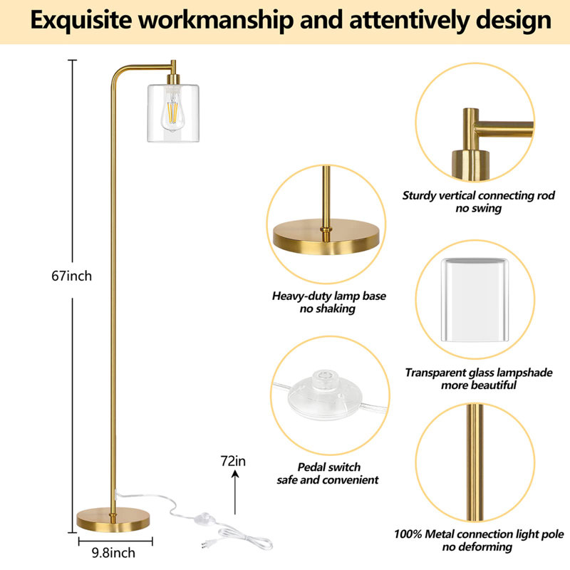 Jale Black Traditional Floor Lamp, Gold
