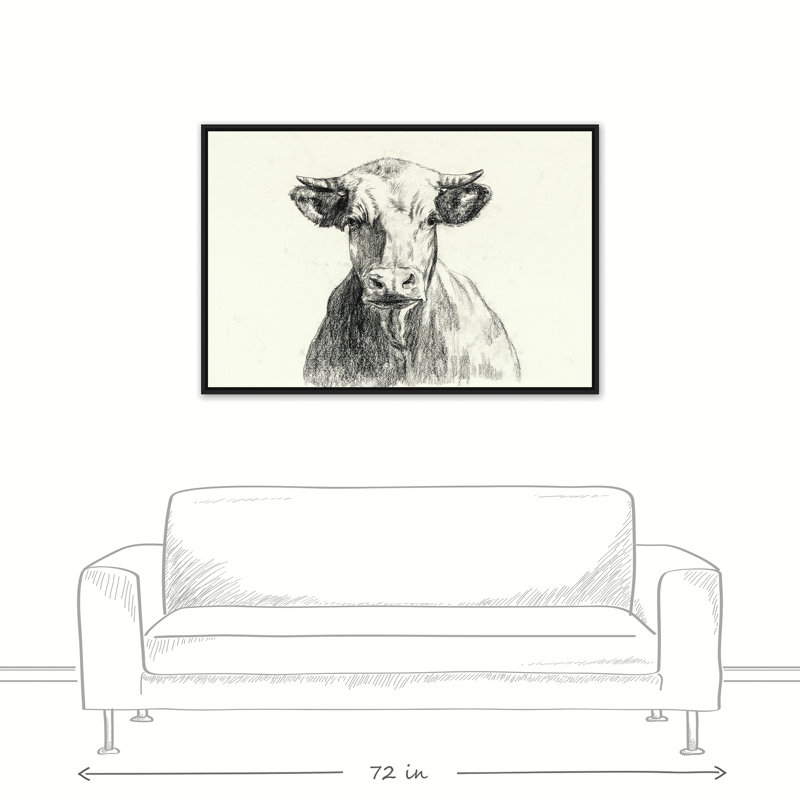 « campagne cow sketch », reproduction sur toile tendue, H 32 po x l 48 po, Toile tendue