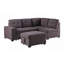 Canapé modulaire, canapé-lit modulaire en lin brun avec repose-pieds et rangement 87,75 po