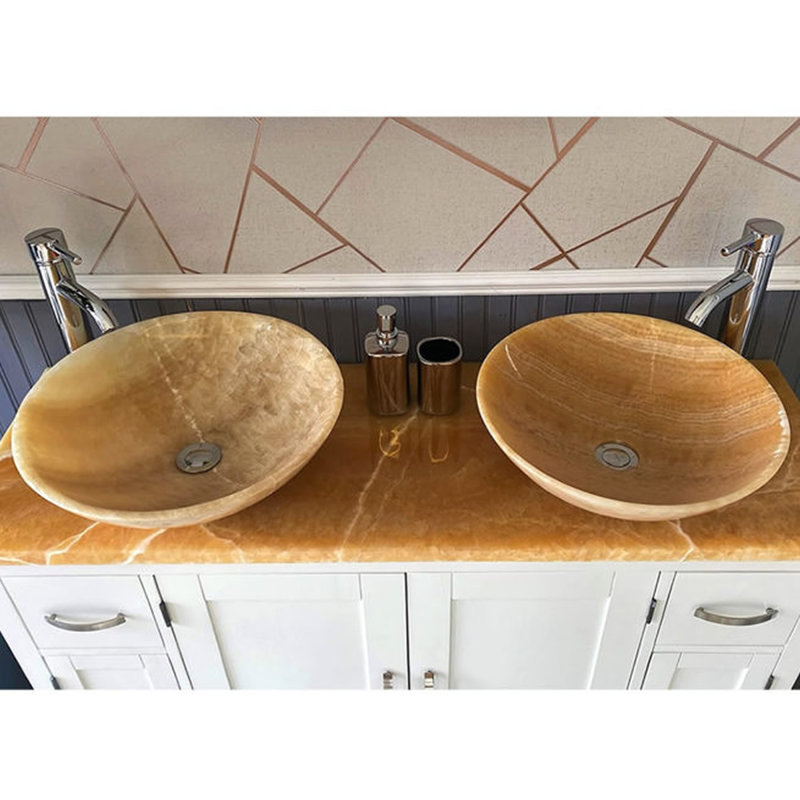 Andrus 1231mm Double Bathroom Vanity with Vessel Stone Basin