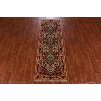 Geometric Wool Traditional Oriental Runner Rug 3x8