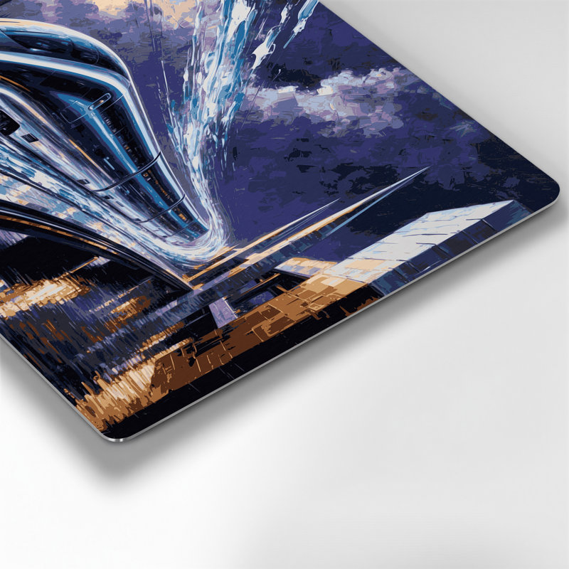 Art mural en métal violet lévitation sci fi transport, H 288 po x l 432 po x P 0,05 po
