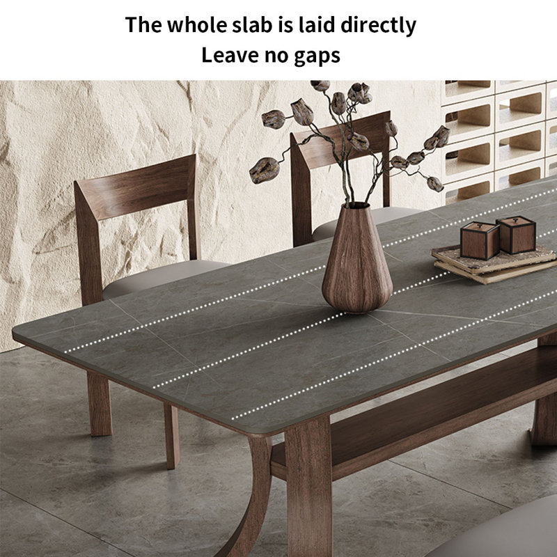 Ancient Style Solid Wood Dining Table And Chairs Four Leg Dining Set, 7