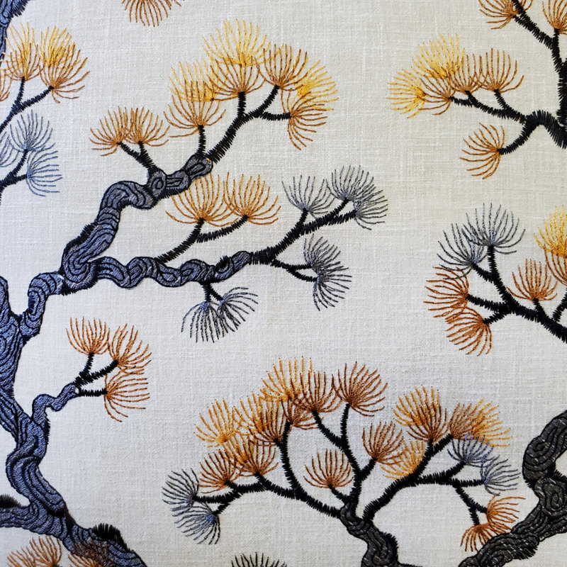 Bonsai Pine Onyx Amber Throw Pillow 19x19, Black/Orange