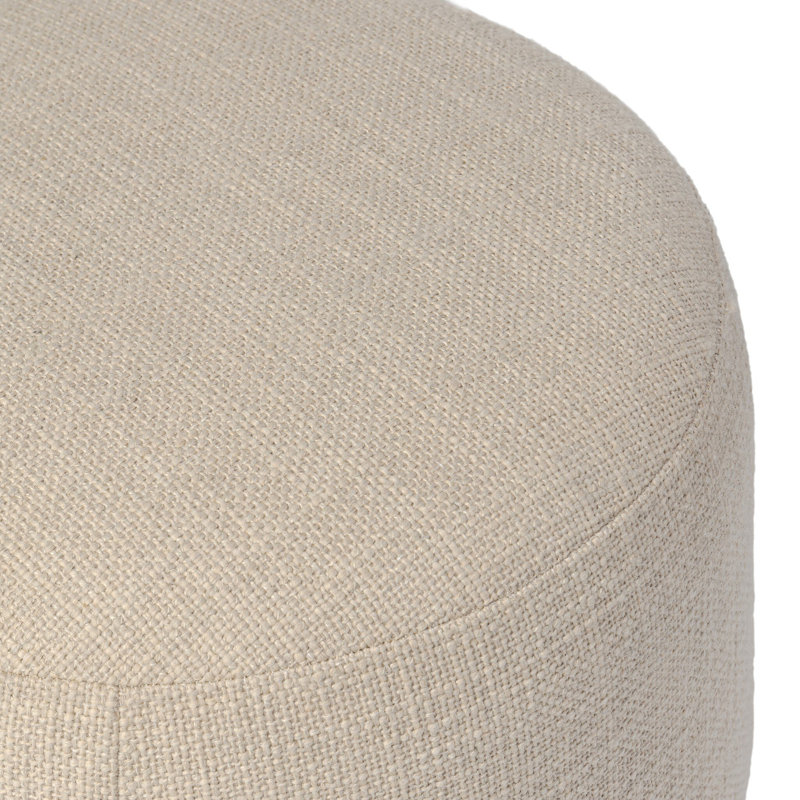 BILBURY Round Ottoman, Sand Textured Performance Basketweave