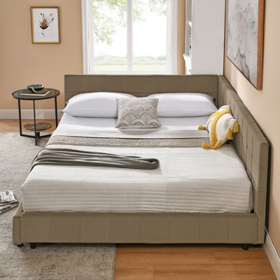 Grand lit, velours brun, pour lit de jour confortable et confortable, velours,