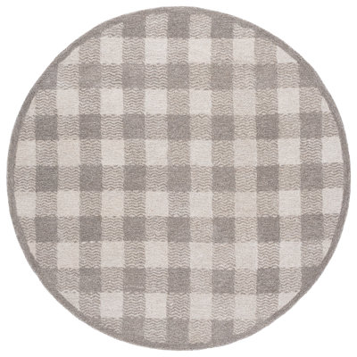 Genre 801 Hand Tufted Wool/Cotton/Fiber Checkered Rug in Gray/Ivory