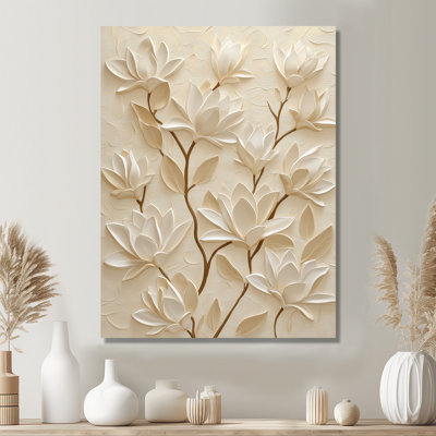 White Magnolia Tree Glow I - Magnolias Metal Wall Art, Traditional Metal Print