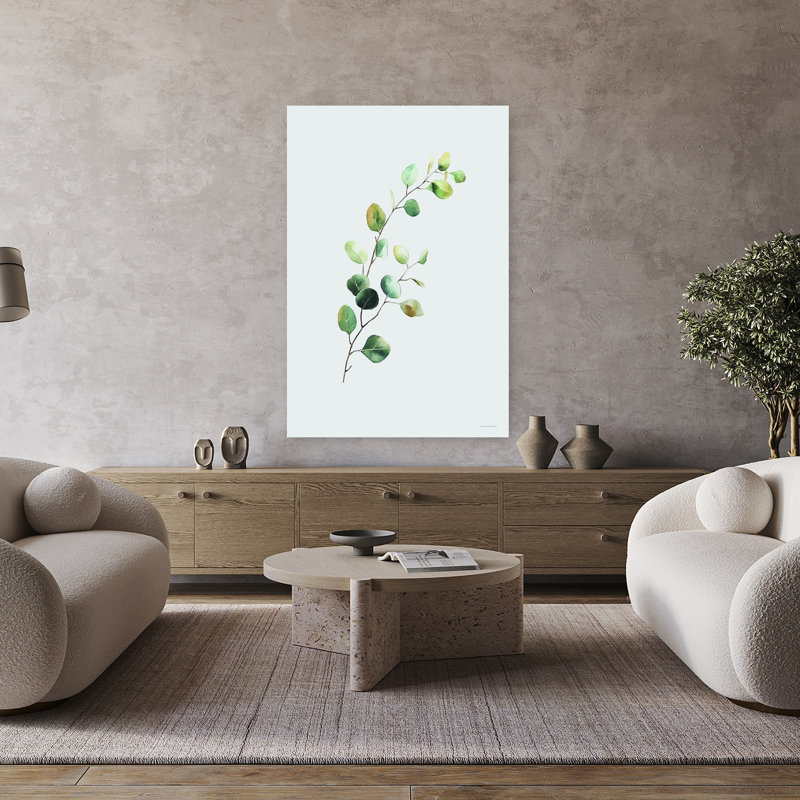 «Eucalyptus Whisper Abstract Coastal Nature», art mural, H 48 po x l 32 po