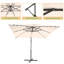 Parasol de patio 8,2 pi à DEL en porte-à-faux décalé avec base, parasol d'extérieur toutes saisons pour terrasse-994264195