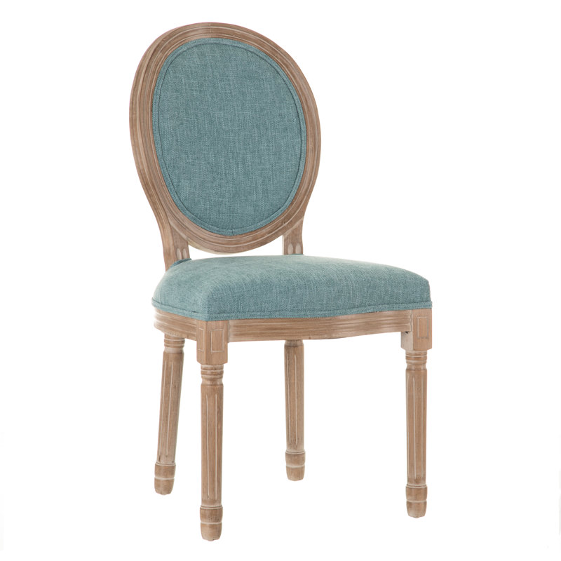 Alaysia 49cm H Polyester Blend Upholstered King Louis Back Side Chair, Blue