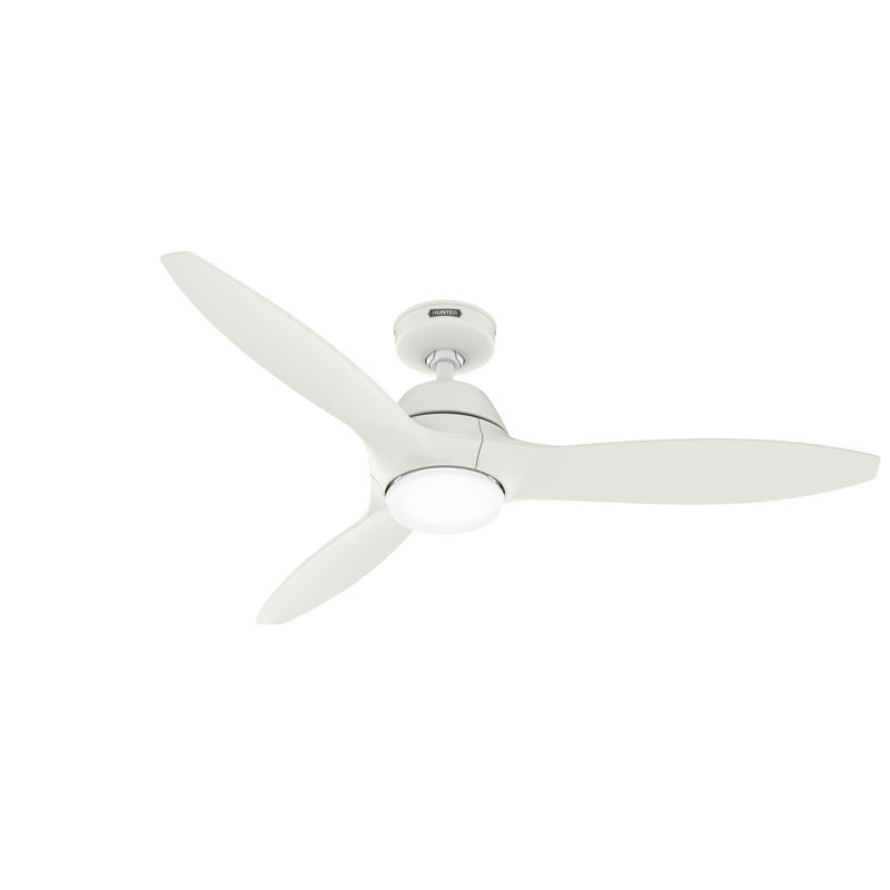 Hunter 52 inch ENERGY STAR® Damp Rated Ceiling Fan with LED Light Kit and Handheld Remote, White, Matte White