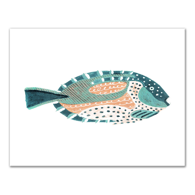 " Patterened Fish ", 11" H x 14" W x 1.25" D, Wrapped Canvas