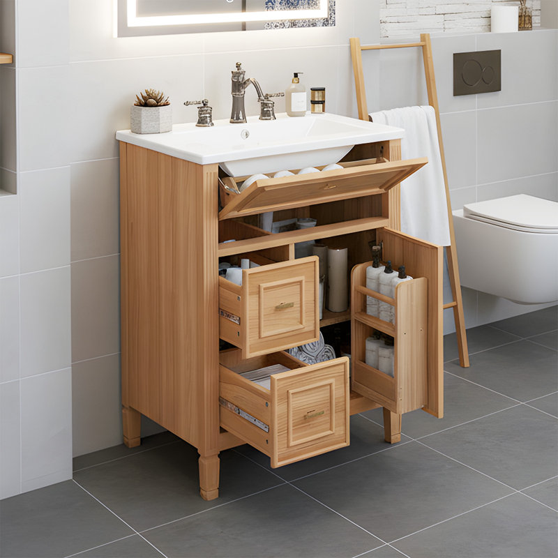 24" Bathroom Vanity Cabinet With Sink, Wood