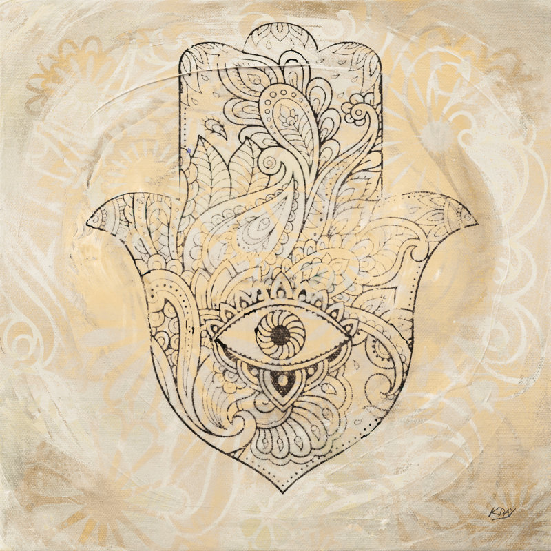 Hamsa Eye Neutral by Kellie Day - Wrapped Canvas Painting, 51cm H x 51cm W