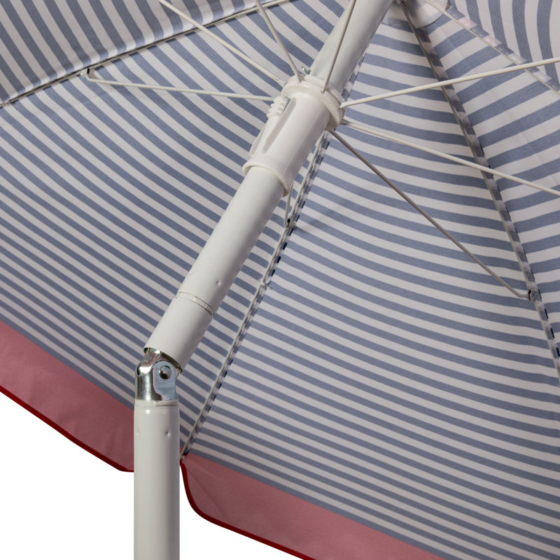 Chaise de plage avec parasol Edwin, Rayures bleues