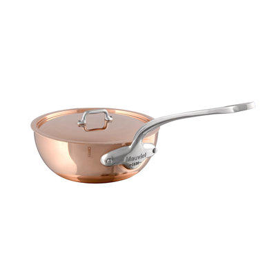 Mauviel M'150 S Copper Curved Splayed Saute Pan With Lid, Cast Stainless Steel Handle