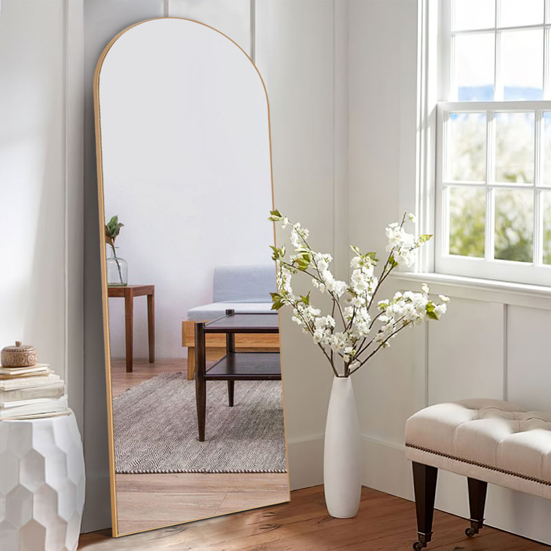 Ezio Arch Wood Full Length Wall Mirror with Bracket, Gold, 65'' x 21"