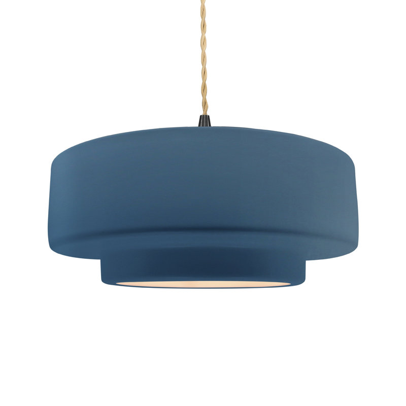 Luminaire suspendu à 1 lumière Meydan, H 6 po x l 16,25 po x P 16,25 po, Ciel à minuit / blanc mat, Noir mat