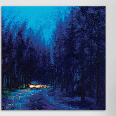 Iris Scott - Blue Redwoods, reproduction d'art sur toile tendue, H 26 po x l 26 po x P 1,5 po, Toile avec cadre noir