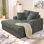 Chaise longue 54 po en velours côtelé moderne avec 2 coussins, canapé-lit pour salon, chambre à coucher ou appartement en gris foncé
