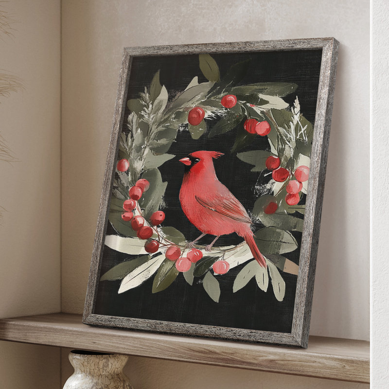 «Christmas Holiday Art», reproduction encadrée en bois massif, H 15 po x l 12 po