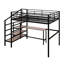 Lit mezzanine double en métal avec bureau, échelle de rangement latérale-2023630729
