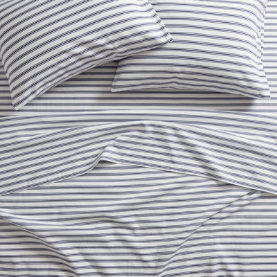 Navy French Ticking Bed Sheets