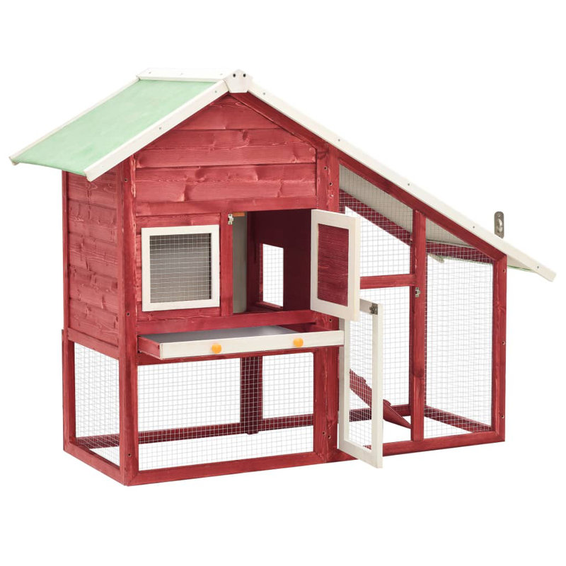 Karson Weather Resistant Rabbit Hutch, Red/White