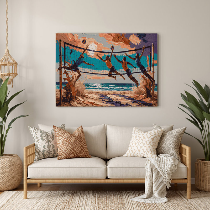 Art mural en métal beige Sports Bossaball, H 288 po x l 432 po x P 0,05 po