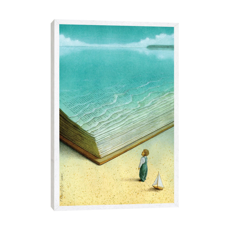 Ocean 1 Piece Painting on Canvas, 66.04 cm H x 45.72 cm W, White Framed