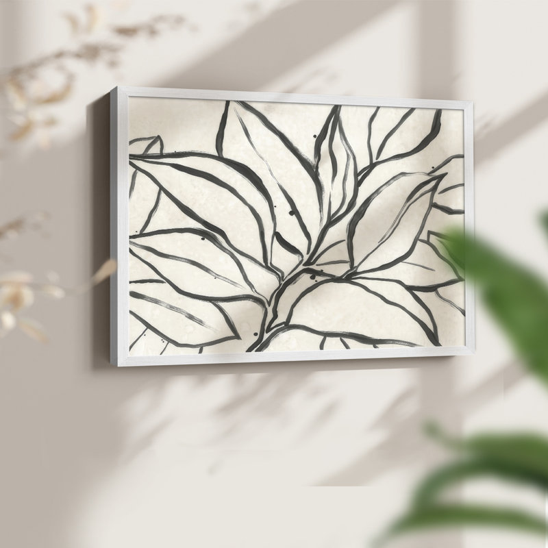 Parchment Brush Branch II -Framed Print - Restickable, 8" H x 10" W, White