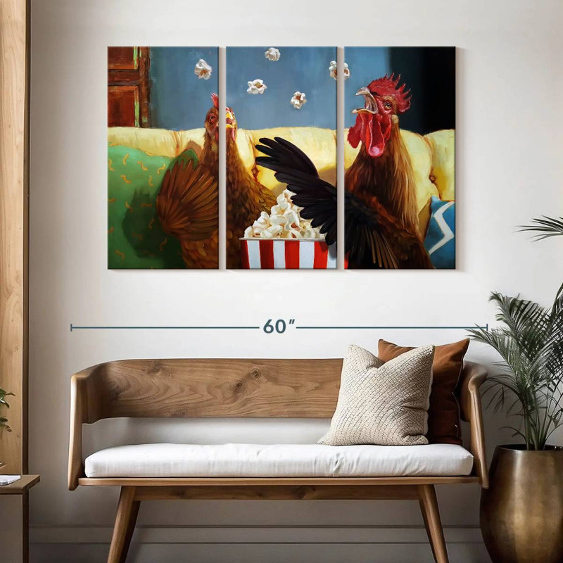 Popcorn Chickens, 32" H x 50" W