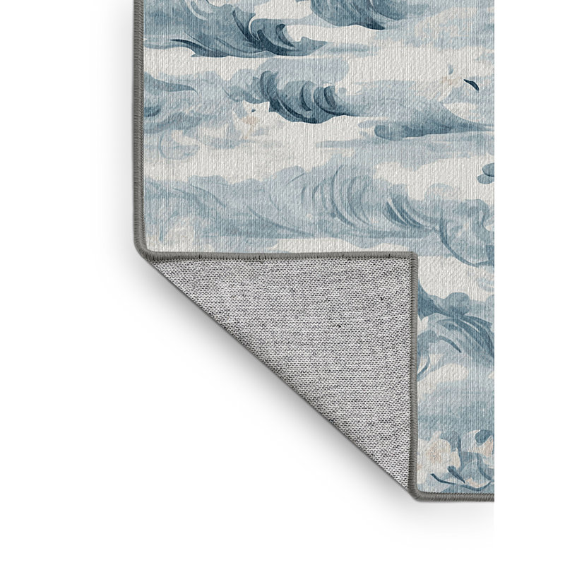 Machine Washable Gray Area Rug, Rectangle 7' x 9'